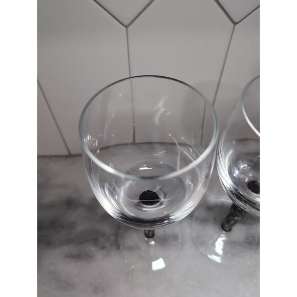 Denby Handmade Red Wine Glasses Set, Jet Black Confetti Stems, Set of 2, Elegant - Picture 5 of 9